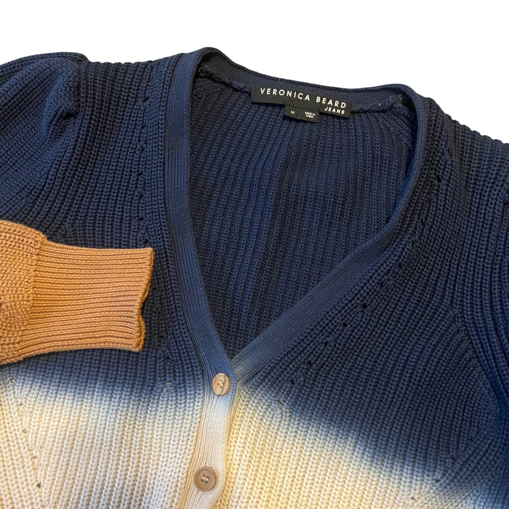 Veronica Beard Jeans Parula Tie Dye Ombre Button Up Cardigan Sweater M